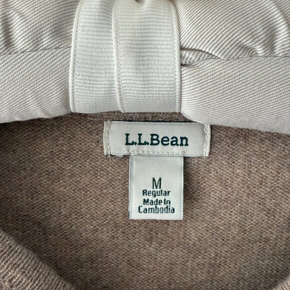 🤎 L.L. Bean Women's Classic 100% Cashmere Crewneck Sweater Beige | Size M - Picture 7 of 9